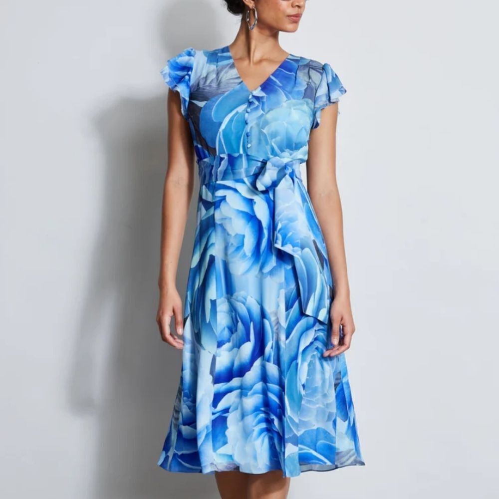 BRAND NEW HARLON & ROSE FLORAL PRINT SHORT SLEEVE DRESS